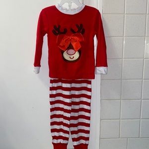 Classic Whimsey Reindeer Christmas PJ set Size 3T EUC